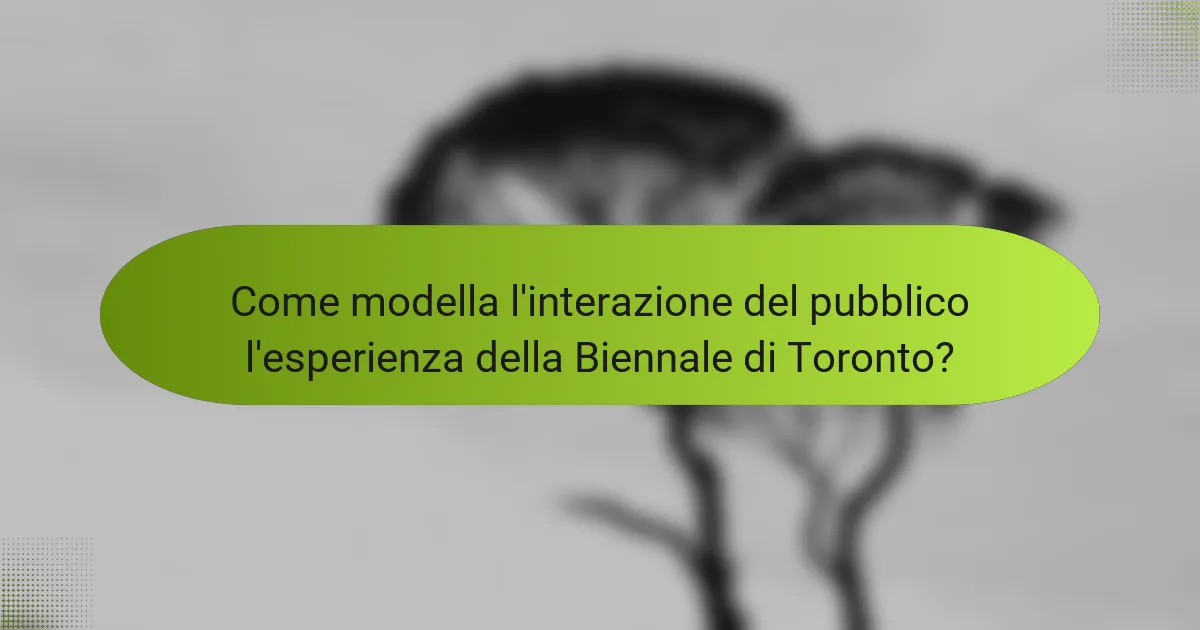 Come modella l'interazione del pubblico l'esperienza della Biennale di Toronto?