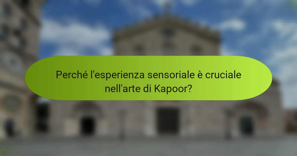 Perché l'esperienza sensoriale è cruciale nell'arte di Kapoor?
