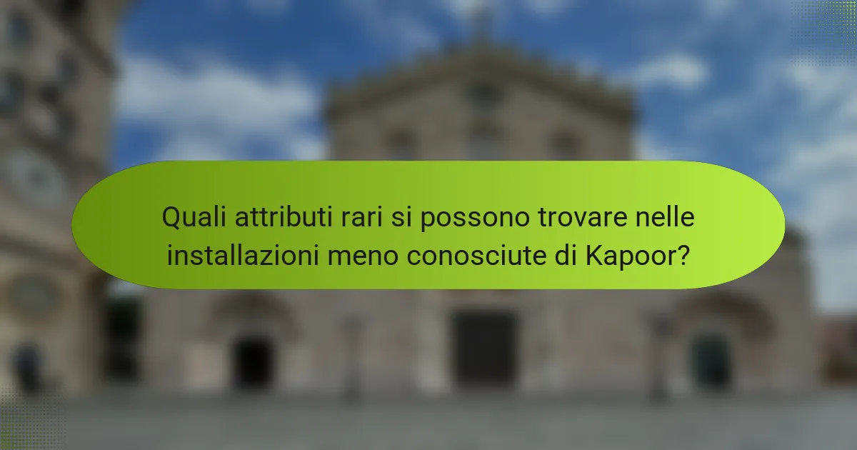 Quali attributi rari si possono trovare nelle installazioni meno conosciute di Kapoor?