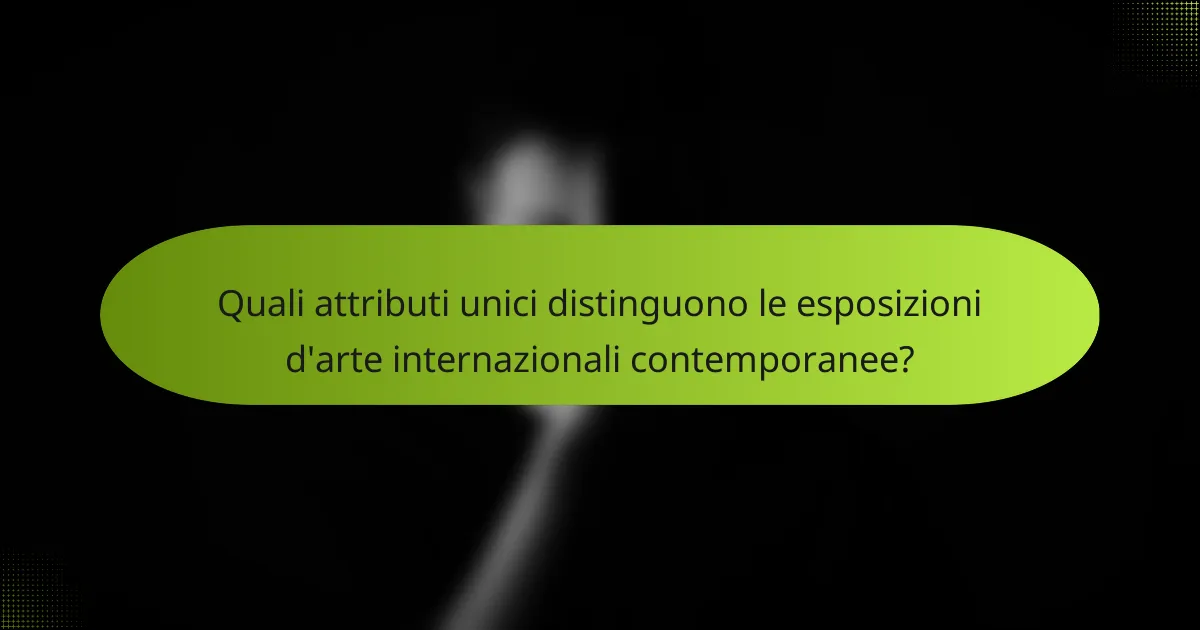 Quali attributi unici distinguono le esposizioni d'arte internazionali contemporanee?
