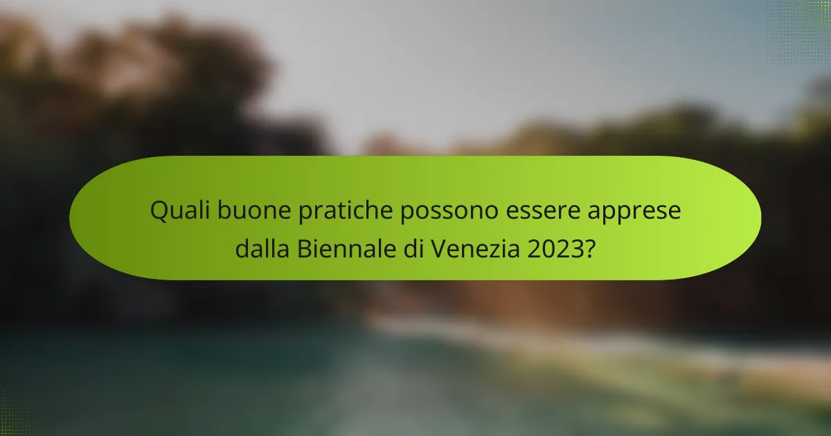 Quali buone pratiche possono essere apprese dalla Biennale di Venezia 2023?