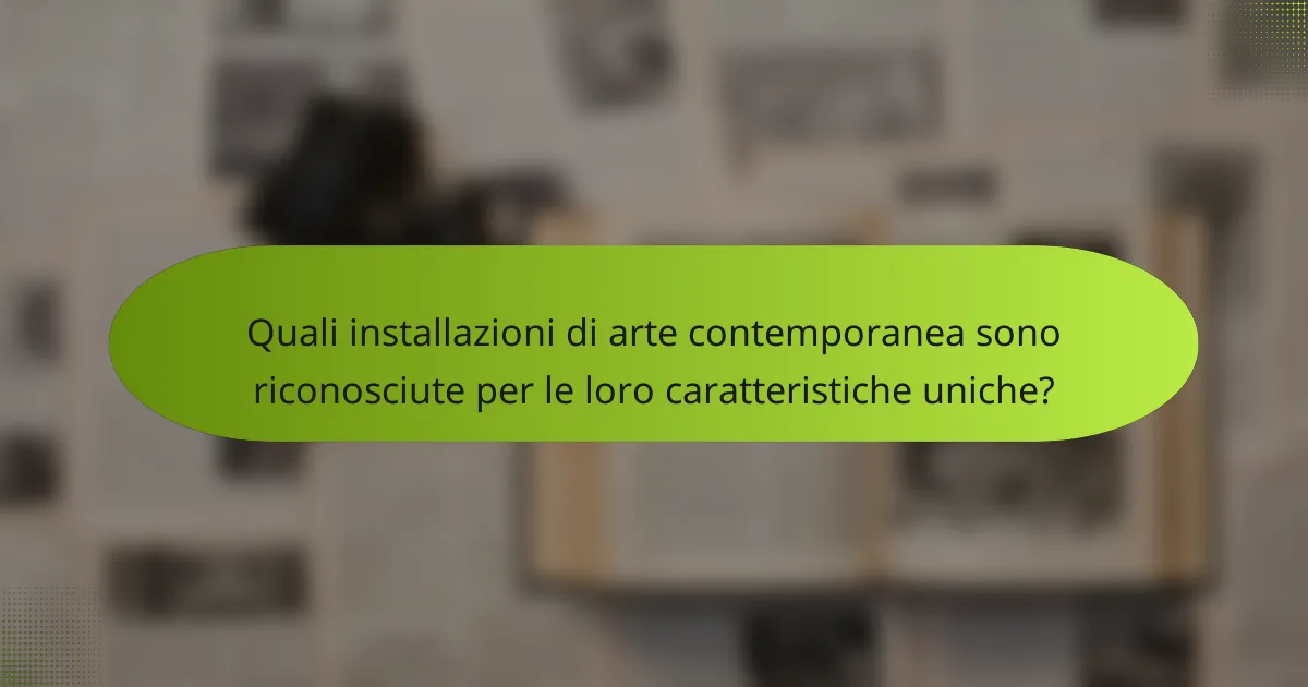 Quali installazioni di arte contemporanea sono riconosciute per le loro caratteristiche uniche?