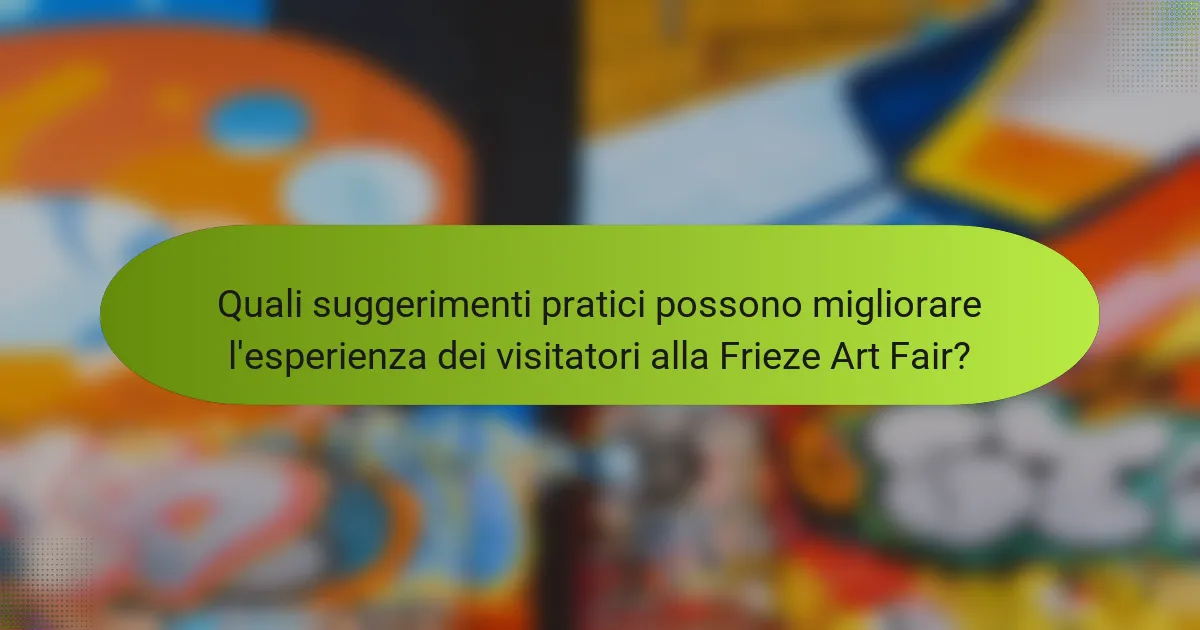 Quali suggerimenti pratici possono migliorare l'esperienza dei visitatori alla Frieze Art Fair?