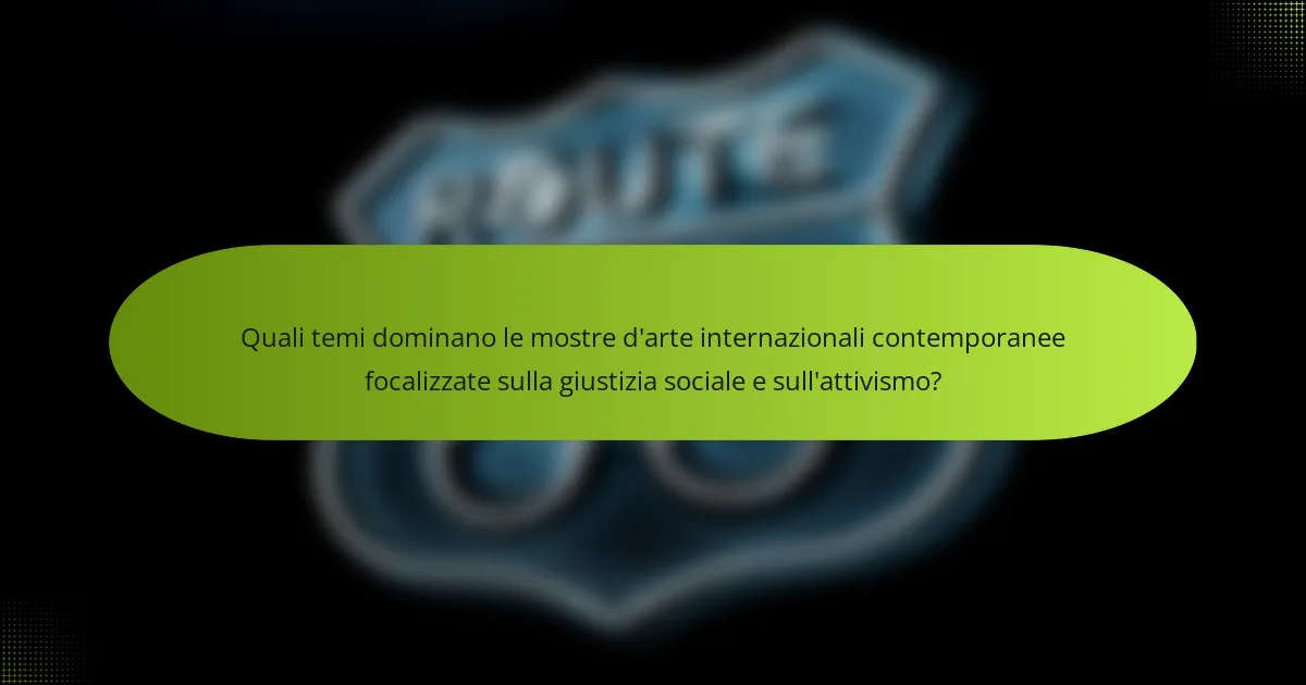 Quali temi dominano le mostre d'arte internazionali contemporanee focalizzate sulla giustizia sociale e sull'attivismo?